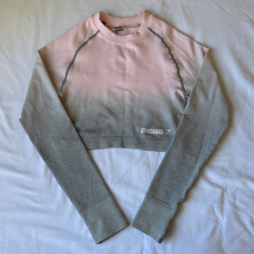 Gymshark Women's Pink and Gray Gradient Sweatshirt
